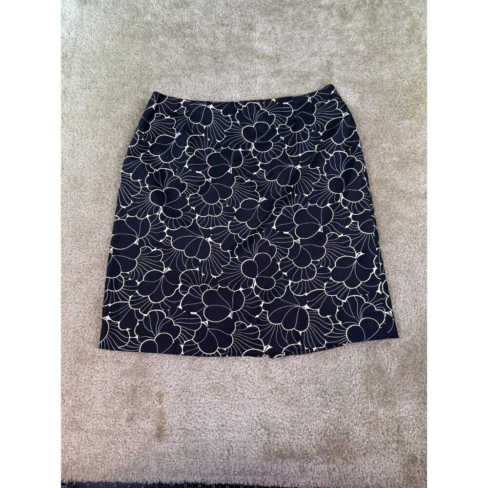 Ann Taylor Navy Mini Skirt with Cream Floral Print